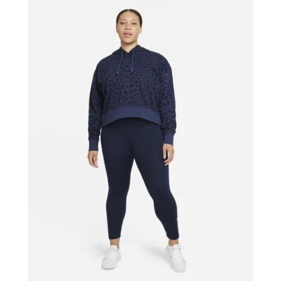Nike Get Fit Pullover Printed Women Hoodie Size 2X Midnight Navy Cheetah Leopard - Picture 4 of 5